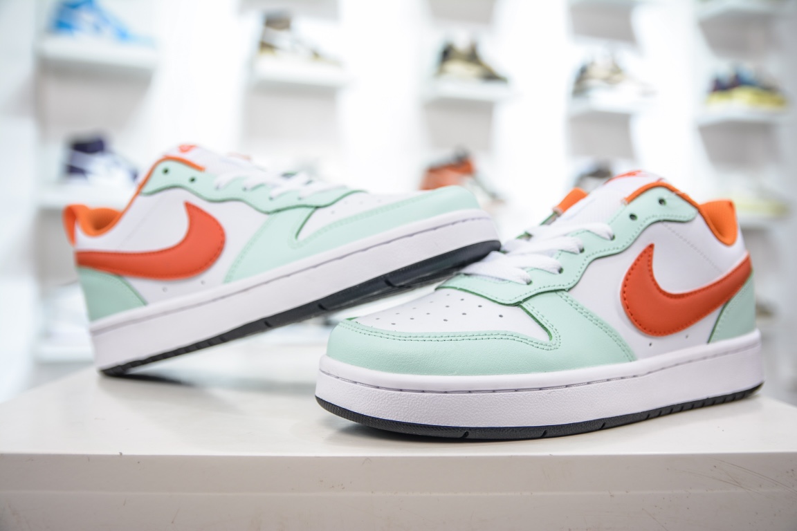 R Nike Court Borough Low 2”Mint/White/Orange” college series casual sports leather sneakers FN3687-181