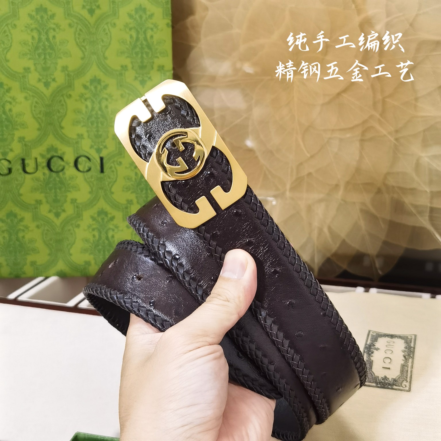Gucci宽度3.8CM进口纯手工编