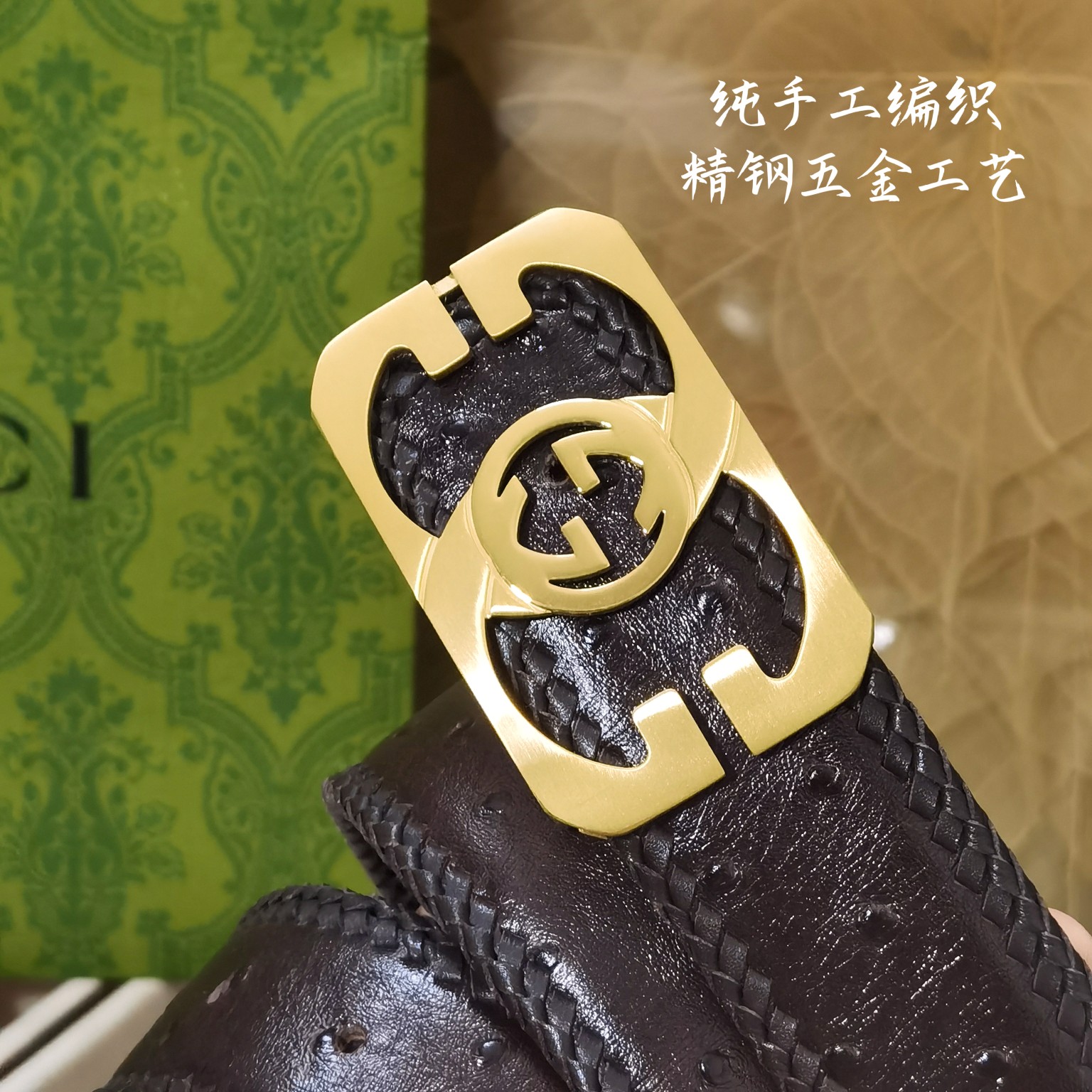 Gucci宽度3.8CM进口纯手工编
