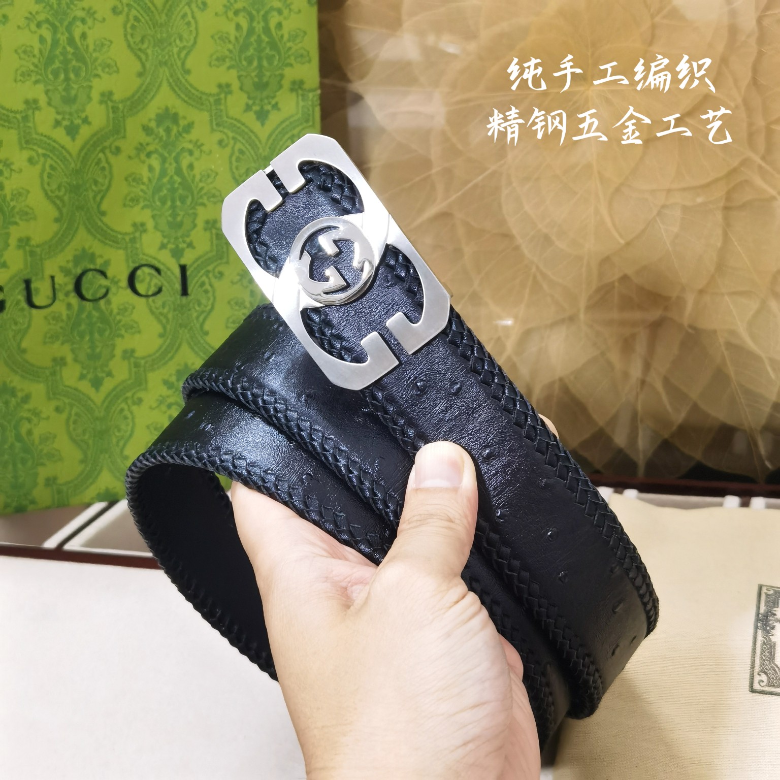 Gucci宽度3.8CM进口纯手工编