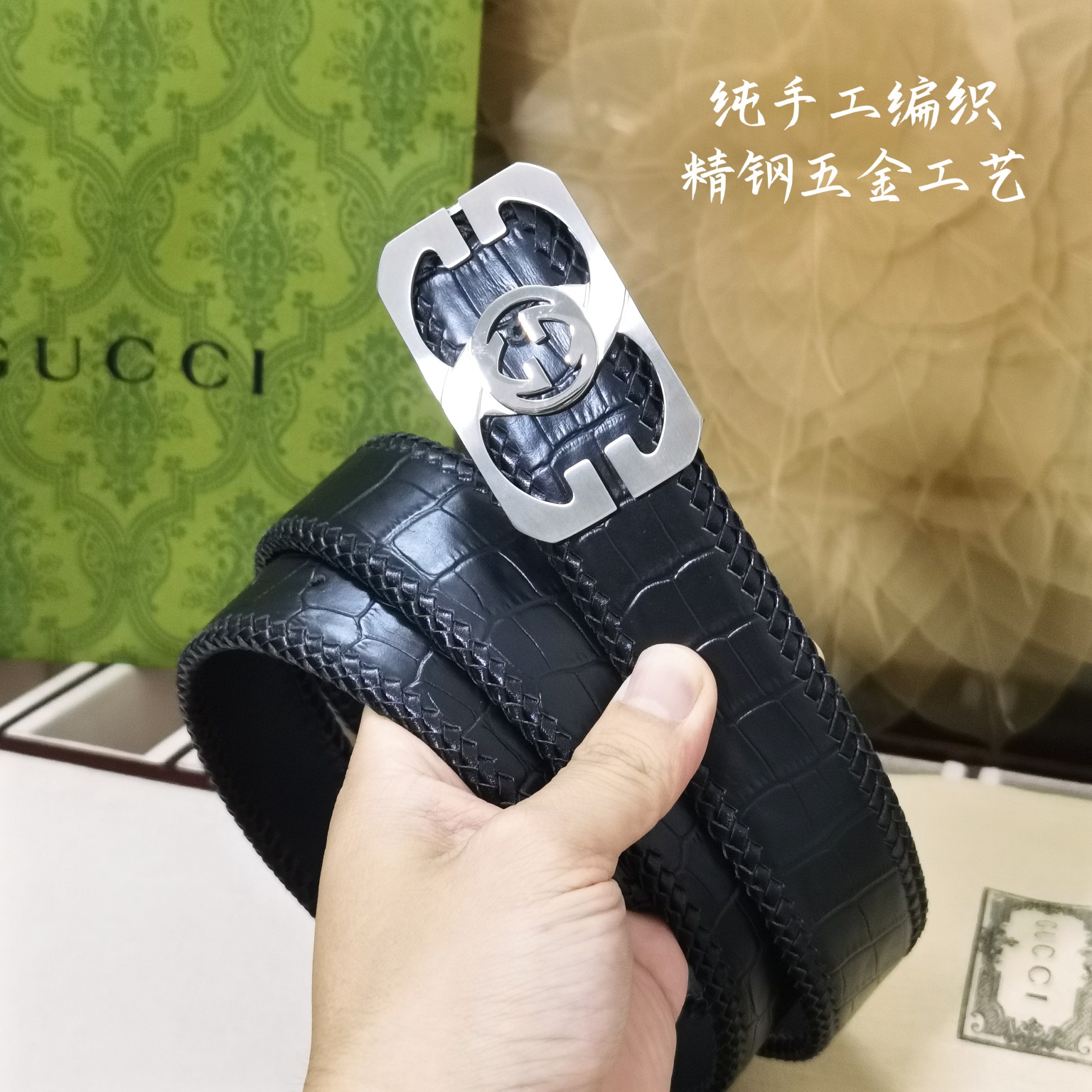Gucci宽度3.8CM进口纯手工编