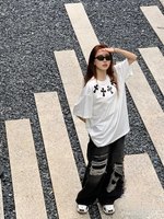 Chrome Hearts Clothing T-Shirt Black White Cotton Short Sleeve