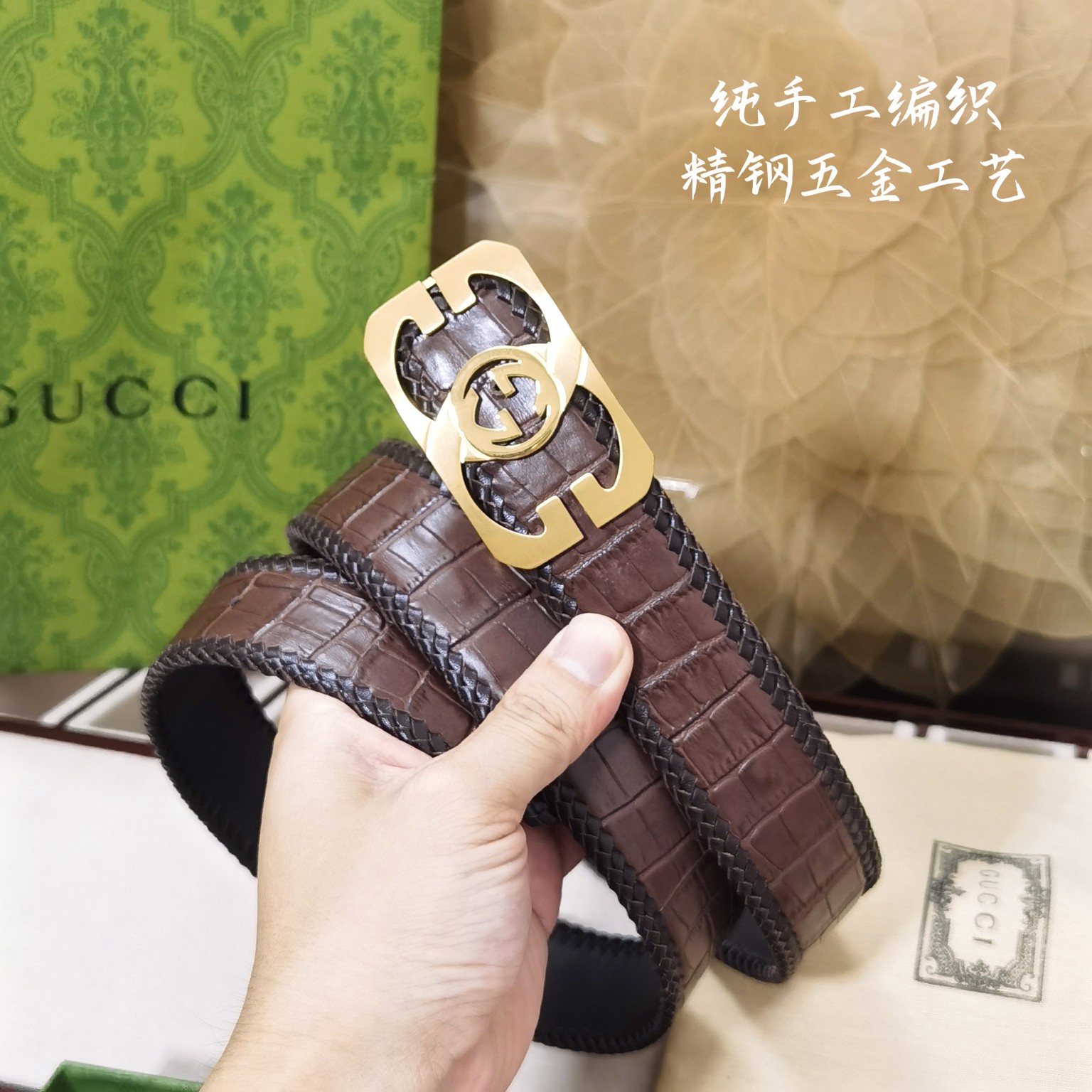 Gucci宽度3.8CM进口纯手工编