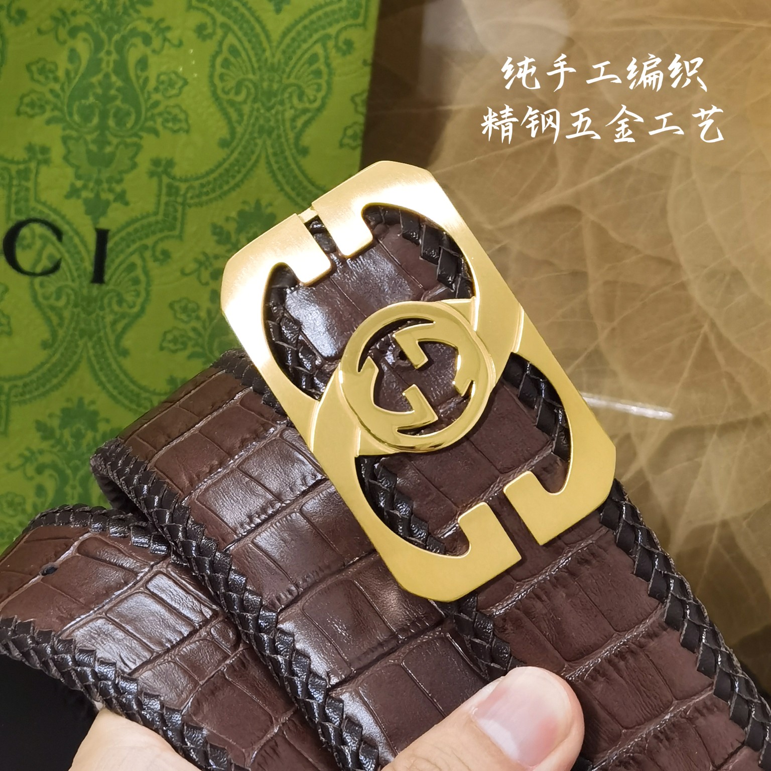 Gucci宽度3.8CM进口纯手工编