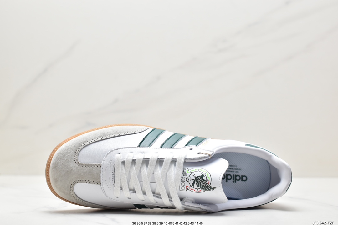 Adidas Originals Samba Vegan OG Samba Dance Shoes ”White, Gray and Green Mexican National Team” HQ7036