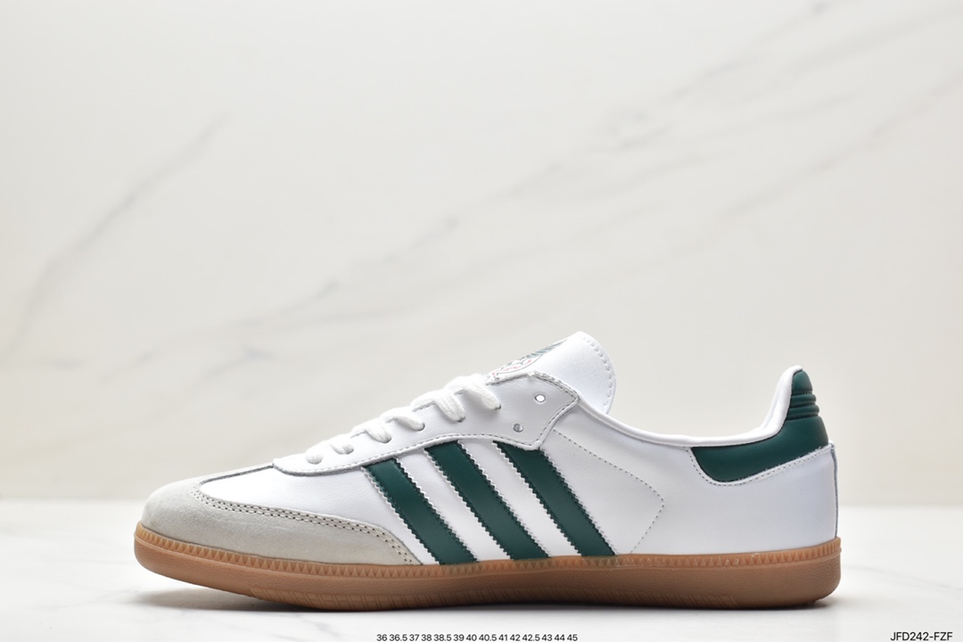 Adidas Originals Samba Vegan OG Samba Dance Shoes ”White, Gray and Green Mexican National Team” HQ7036