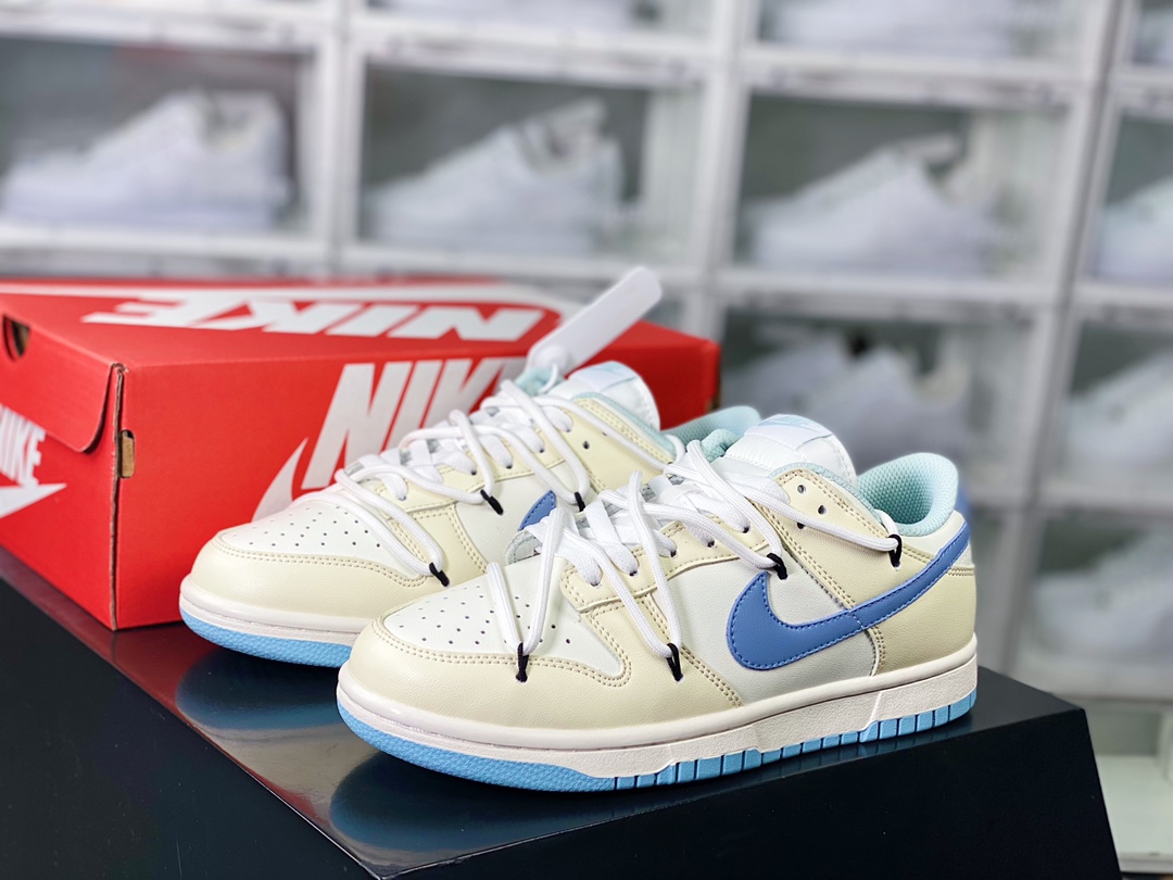 260  SB Dunk Low”Milk White/Blue”扣篮系列低帮板鞋“皮革奶白浅蓝绑绳”DD1503-123