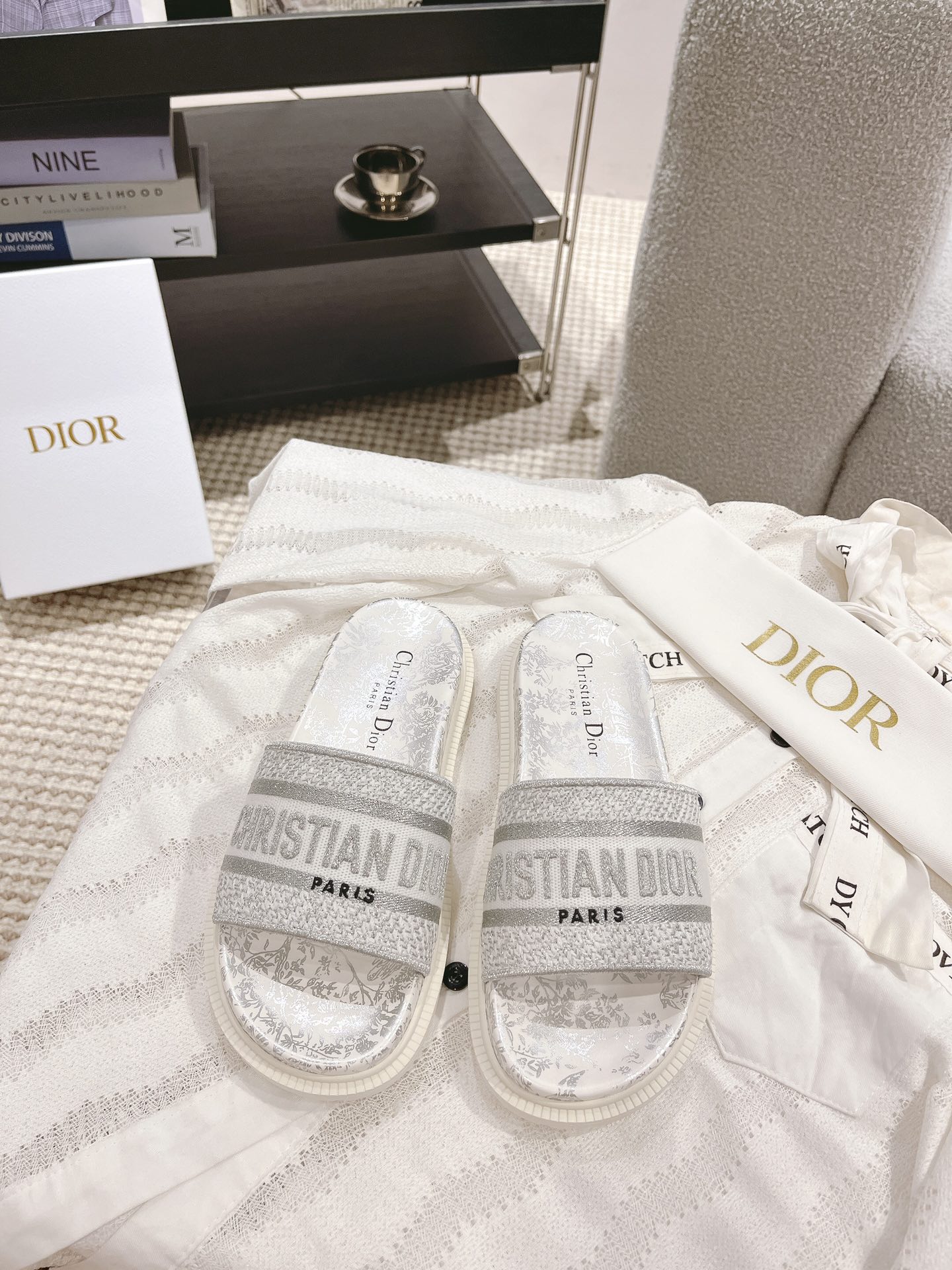 Dior Shoes Slippers Cotton Sheepskin