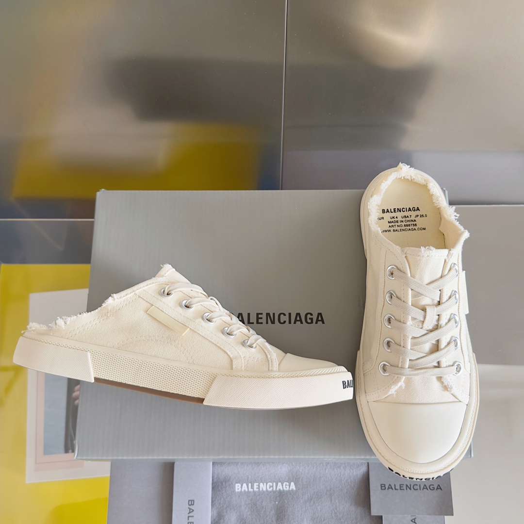 顶级版本BALENCIAGA巴黎世家Paris做旧涂鸦打印脏脏破旧帆布鞋情侣款复古休闲运动鞋原版购入开发