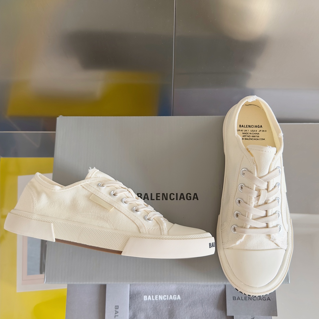 顶级版本BALENCIAGA巴黎世家Paris做旧涂鸦打印脏脏破旧帆布鞋情侣款复古休闲运动鞋原版购入开发