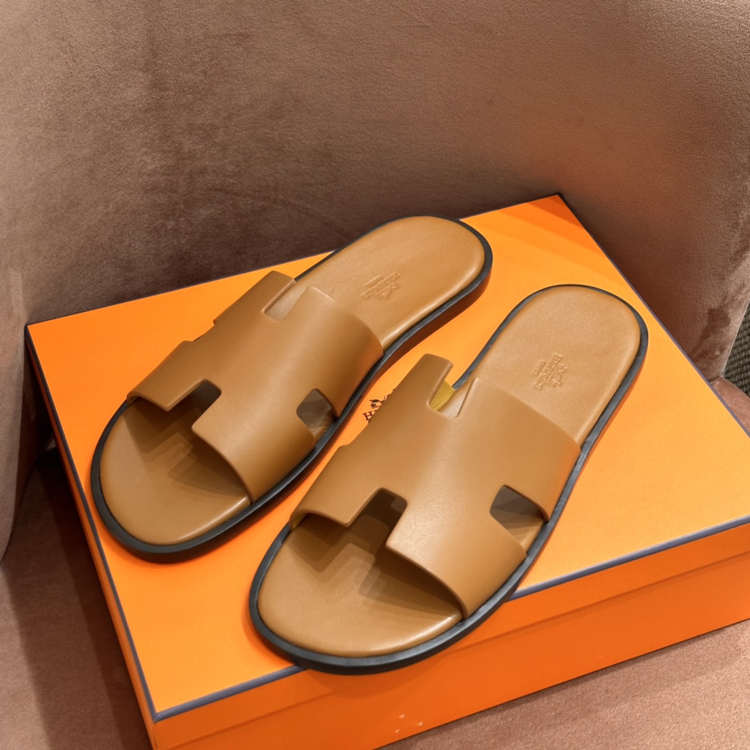 Hermes Zapatos Pantuflas Imitación de más alta calidad
 Negro Blanco Hombres Dermis Colección verano Casual