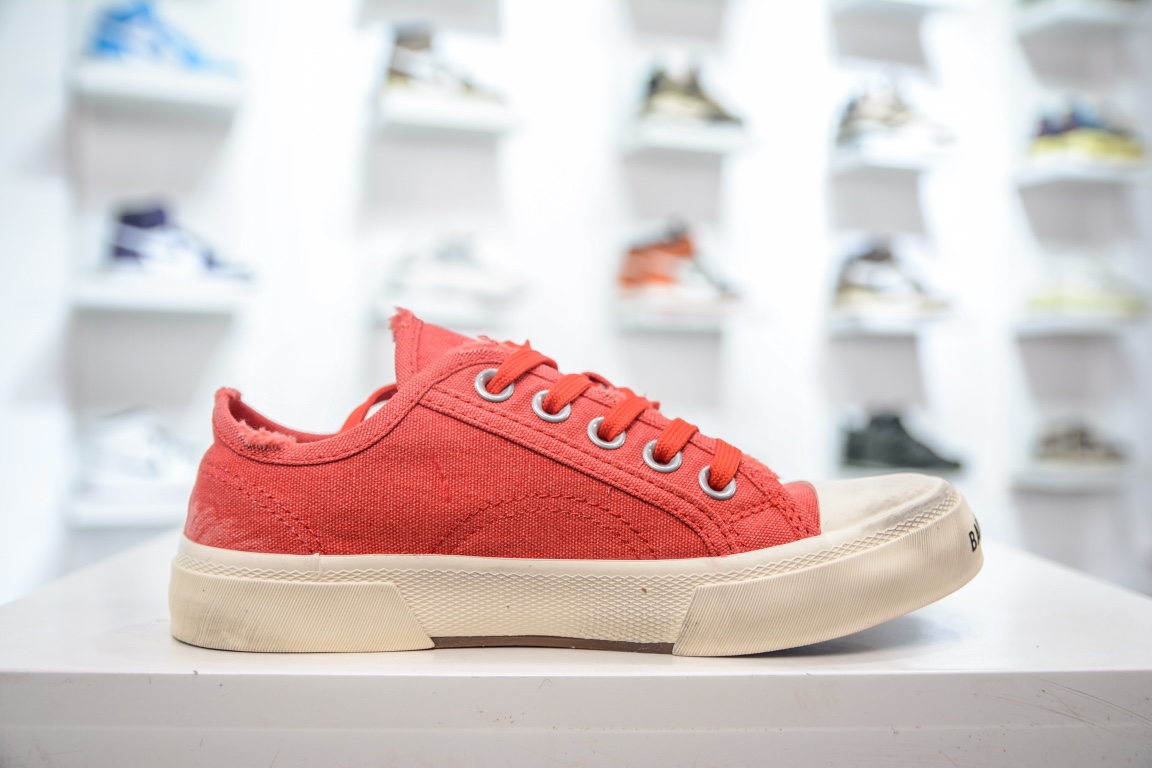 Pure original version BALENCIAGA22 summer new product PARIS wear and old effect casual low-top canvas shoes