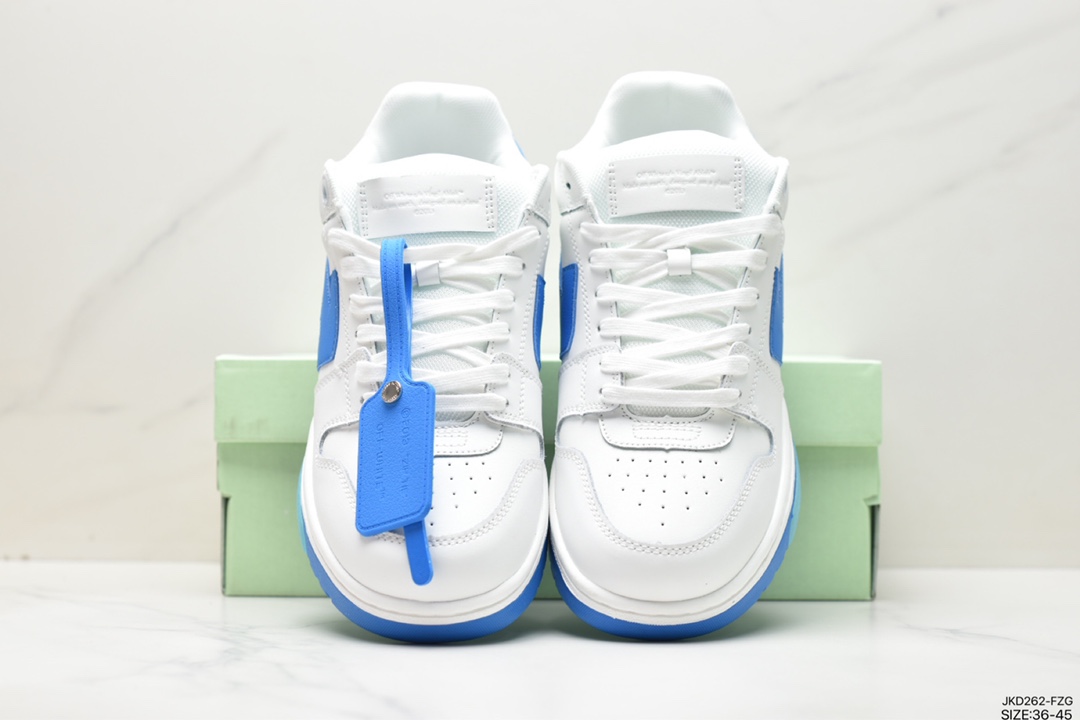 板鞋, 低帮板鞋, Virgil Abloh, OMIA189F21LEA0020145, OFF-WHITE Out of Offce, Off-White - OFF-WHITE Out of Offce 防滑耐磨 休闲时尚 低帮板鞋 男女同款 白蓝 OMIA189F21LEA0020145