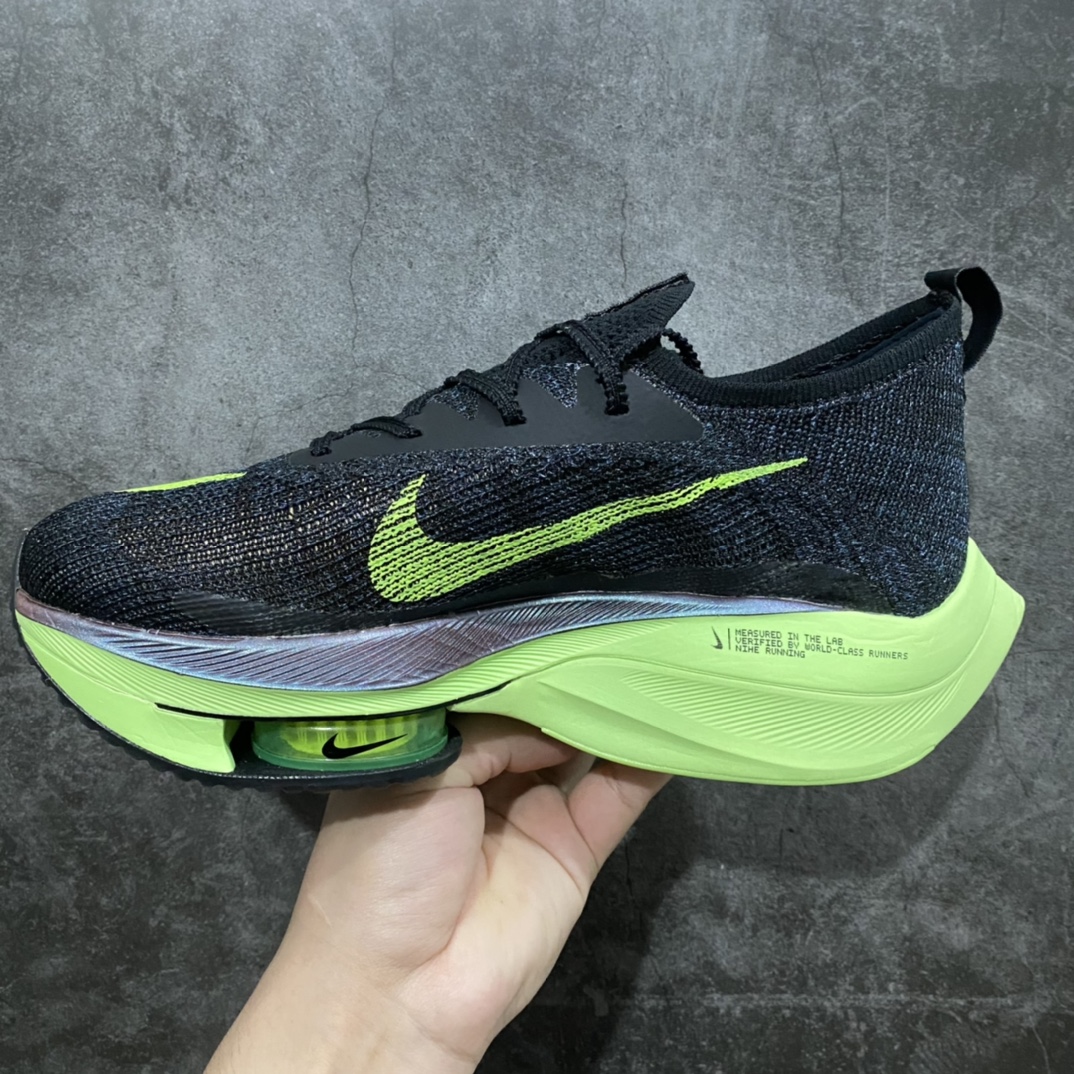 图片[2]-纯原版NK Air Zoom Alphafly NEXT% Flyknit Rawdacious 2020全新破2代马拉松气垫轻量超跑竞速运动慢跑鞋 搭载前掌可视化Zoom黑科技慢跑鞋 黑绿n真正意义上的原厂好货推荐n德国进口机台针织半透明（渐变）飞织带鱼丝原面材质n中底嵌入铲型真碳纤维面板充分激活气垫n前掌分离式Zoom气垫设计效果n增加ZoomX超轻缓震泡棉外底n鞋盒内自带原厂手提袋 方便运动员出行携带n原厂材料均采购德口 实力大厂良心打造只为助力运动员突破极限#后跟则采用React泡棉，相比Alphafly NEXT%更加舒适且耐用，更适合日常训练穿着。区别市面版本 新配色陆续出货中货号：CI9925-400n码数：36 36.5 37.5 38 38.5 39 40 40.5 41 42 42.5 43 44 44.5 45-莆田鞋批发中心