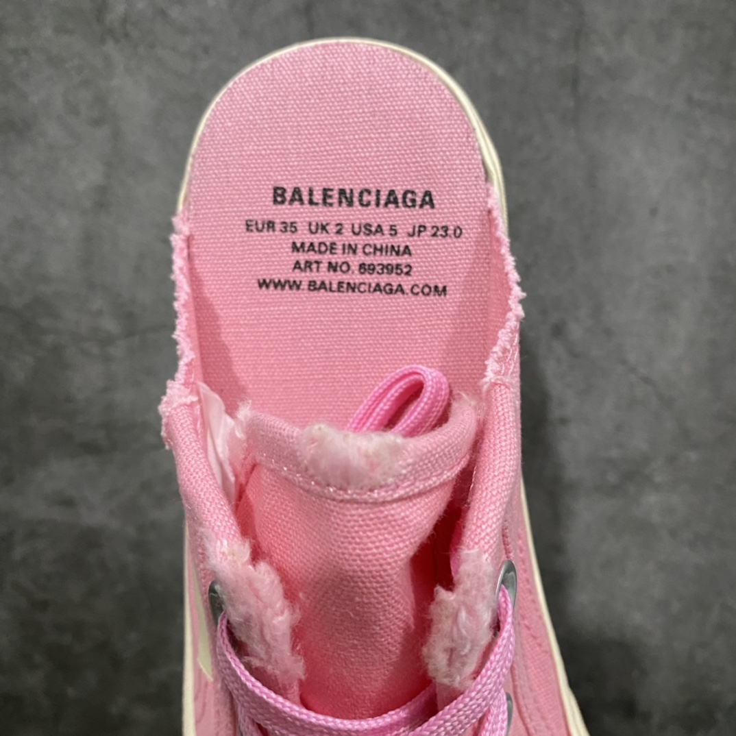 220 【OK版本】BALENCIAGA PARIS 2022S 巴黎世家磨损做旧效果休闲帆布半拖鞋