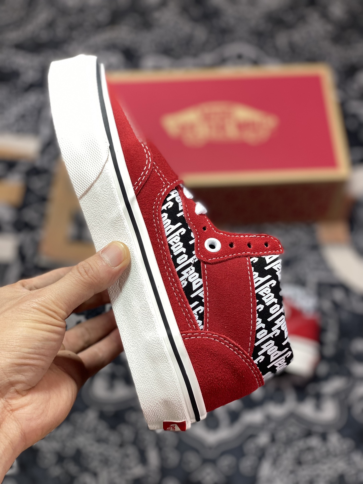 Fear Of God x Vans Mountain Edition joint Velcro stitching black and red casual skate shoes