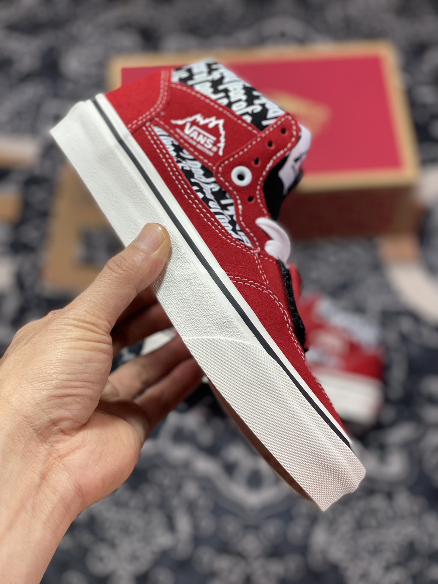 Fear Of God x Vans Mountain Edition joint Velcro stitching black and red casual skate shoes