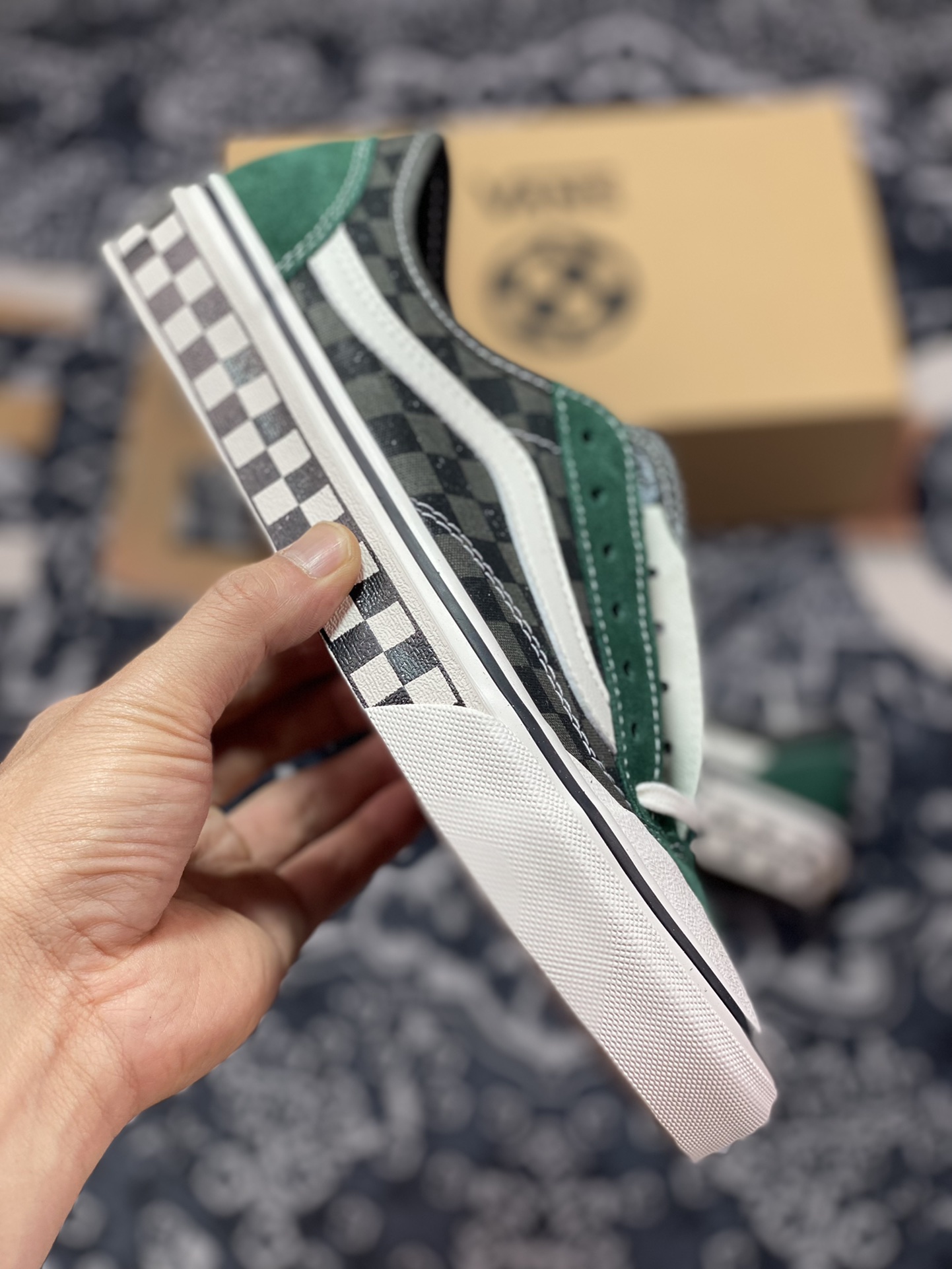 Vans Style 136 Decon VR3 Vans official black and green checkerboard stitching VN0A4BX9ACW