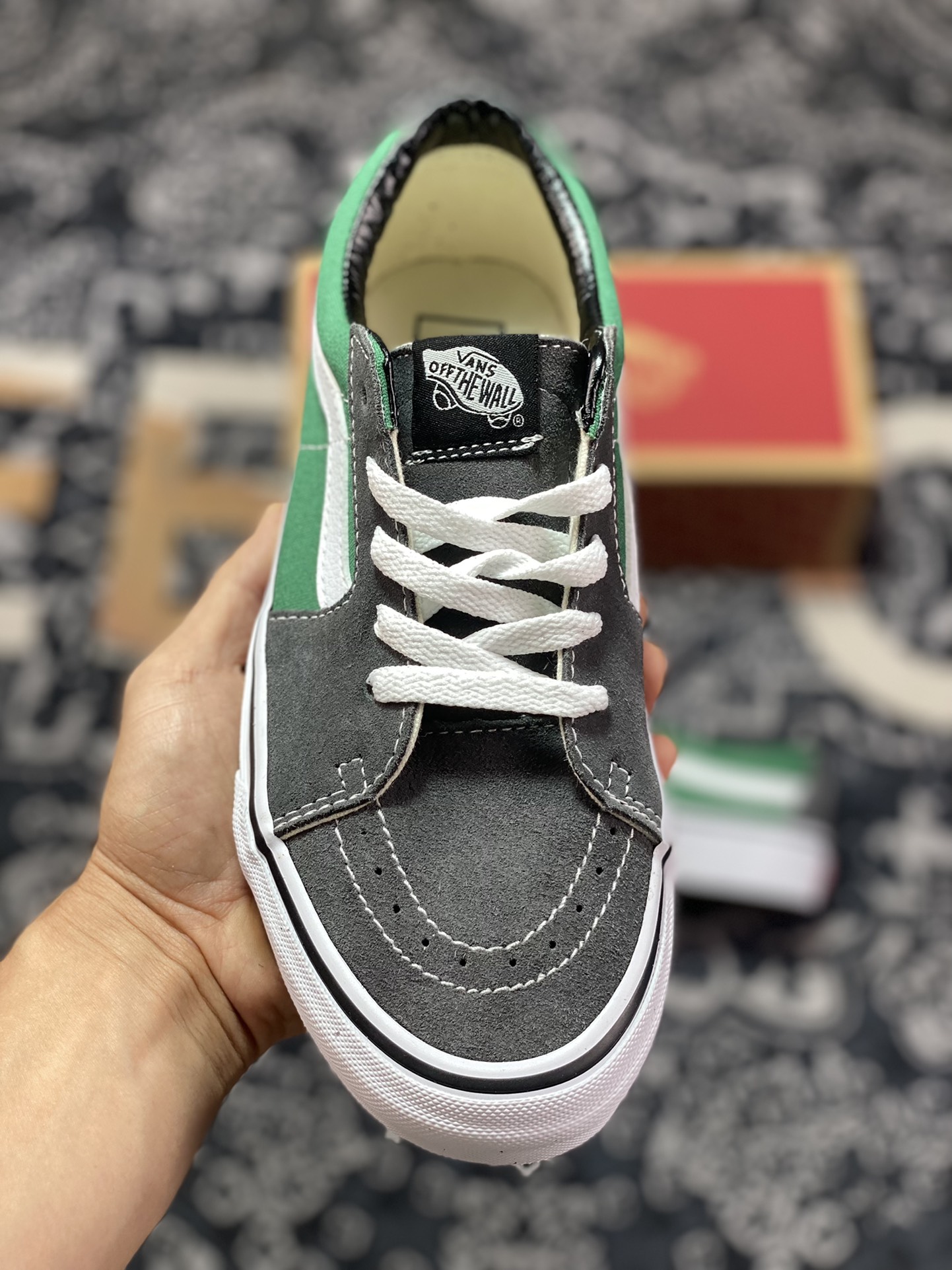 Defining a simple and versatile style, I highly recommend Vans SK8-Low in contrasting gray and green.