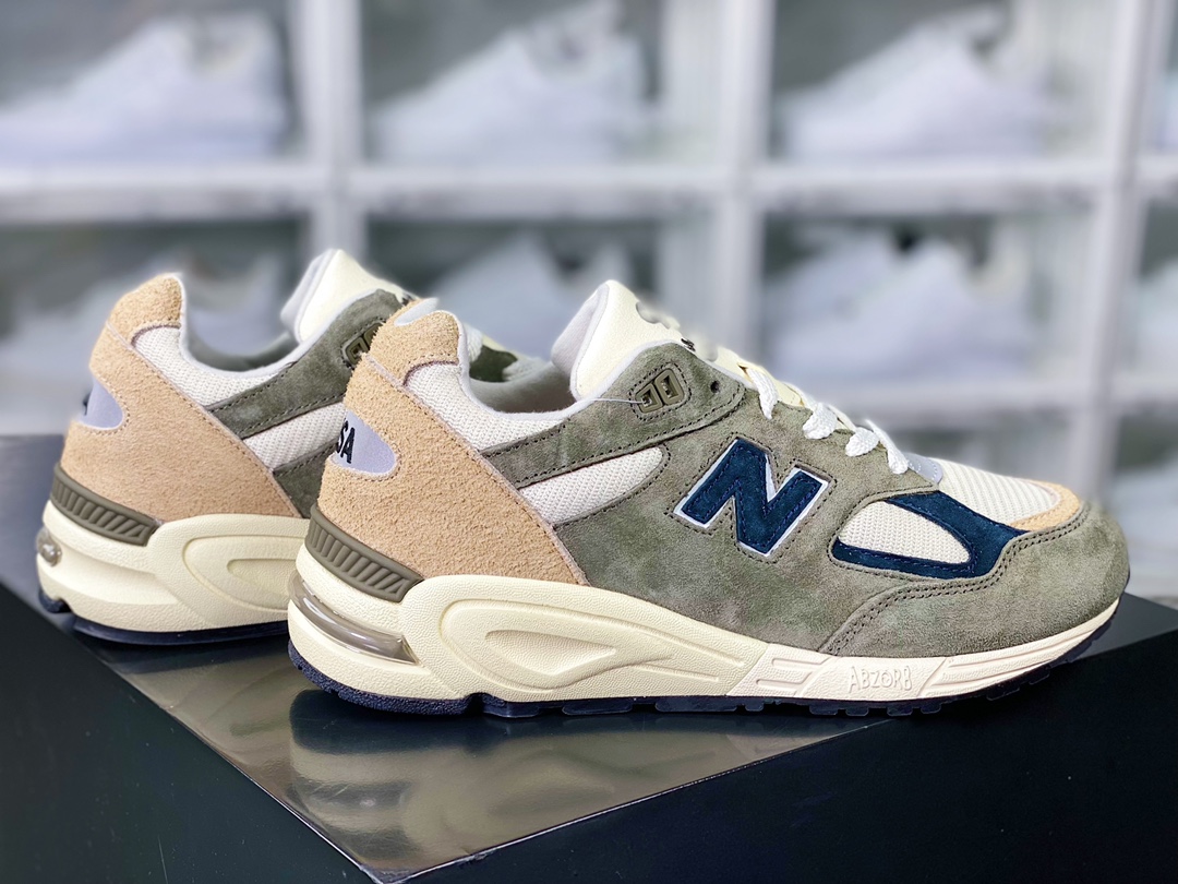 New Balance Made in USA 990V2 high-end American series jogging shoes ”olive green brown navy blue” M990GB2