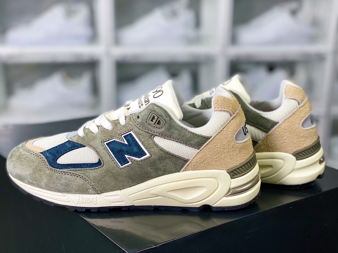 New Balance Made in USA 990V2 high-end American series jogging shoes ”olive green brown navy blue” M990GB2