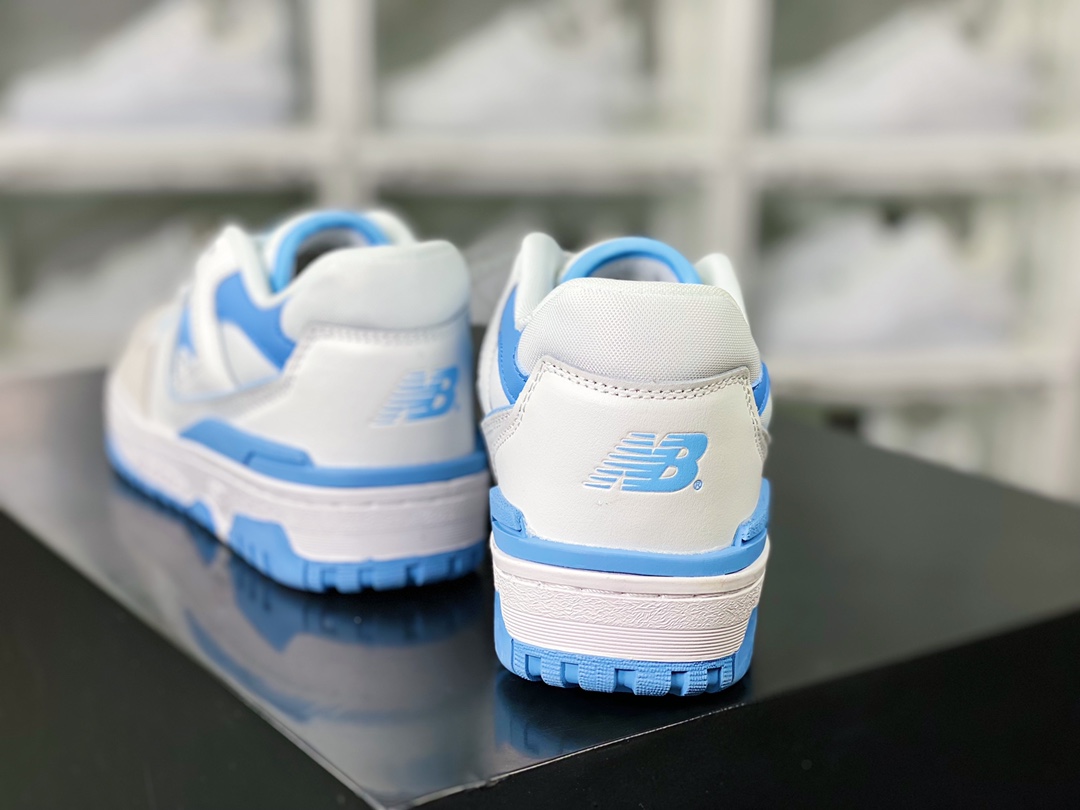 New Balance BB550 Series Classic Retro Low-top Casual Sports Basketball Shoes ”Leather White Light Gray North Carolina Blue” BB550LSB