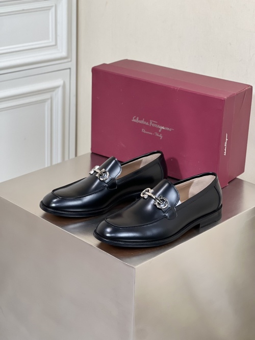Salvatore Ferragamo Men's Leather Loafers with Metal Buckle Accent 1 Salvatore Ferragamo Men's Leather Loafers with Metal Buckle Accent