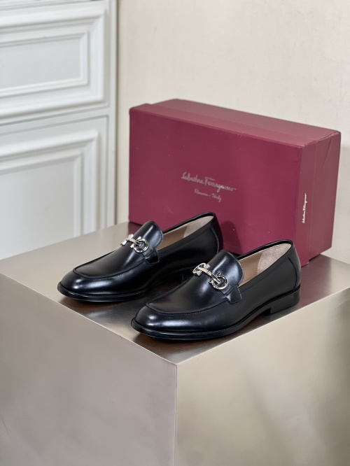 Salvatore Ferragamo Men's Black Leather Loafers with Silver Hardware 1 Salvatore Ferragamo Men's Black Leather Loafers with Silver Hardware
