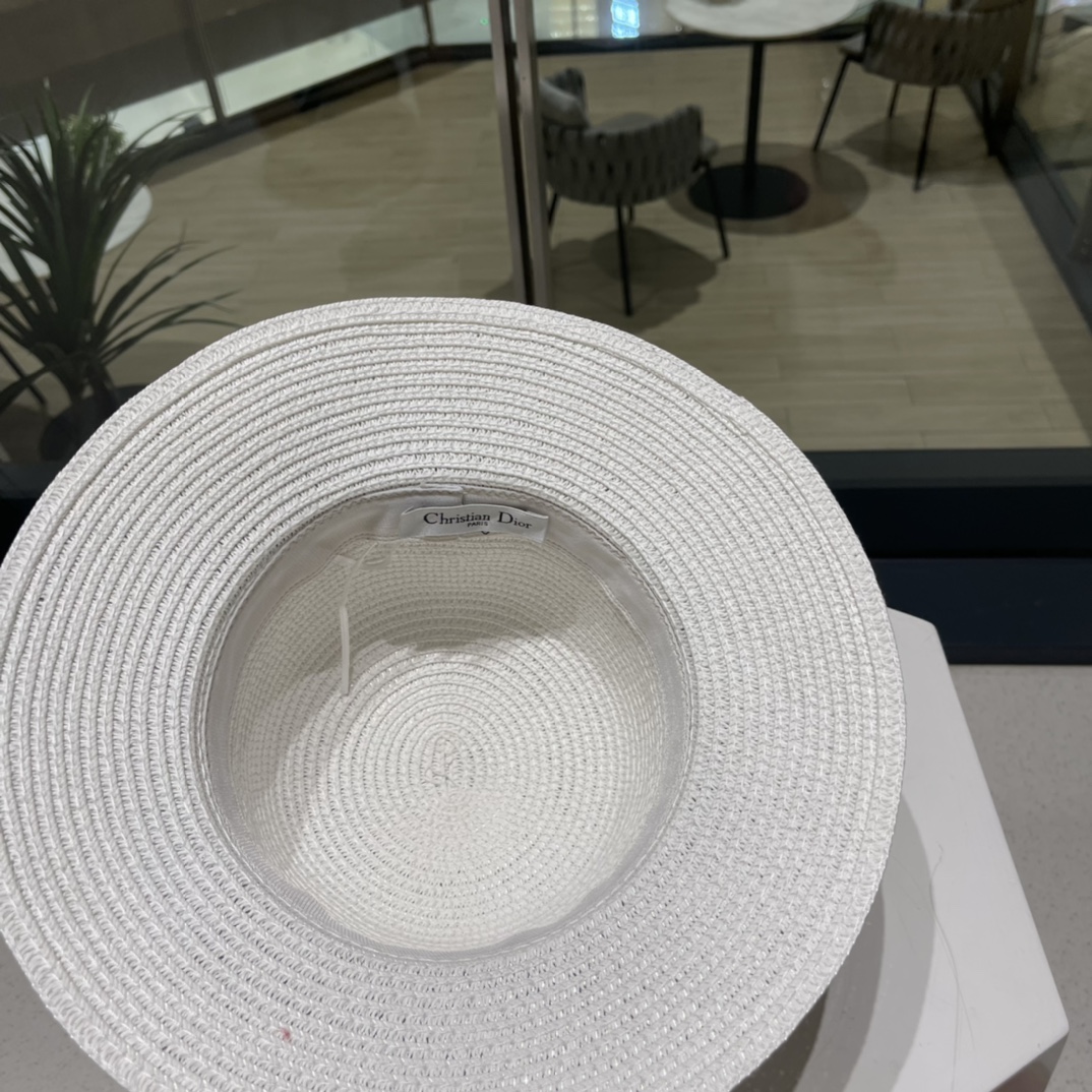 Dior迪奥新款草帽，圆顶草帽，桶帽，夏日遮阳帽，头围57cm