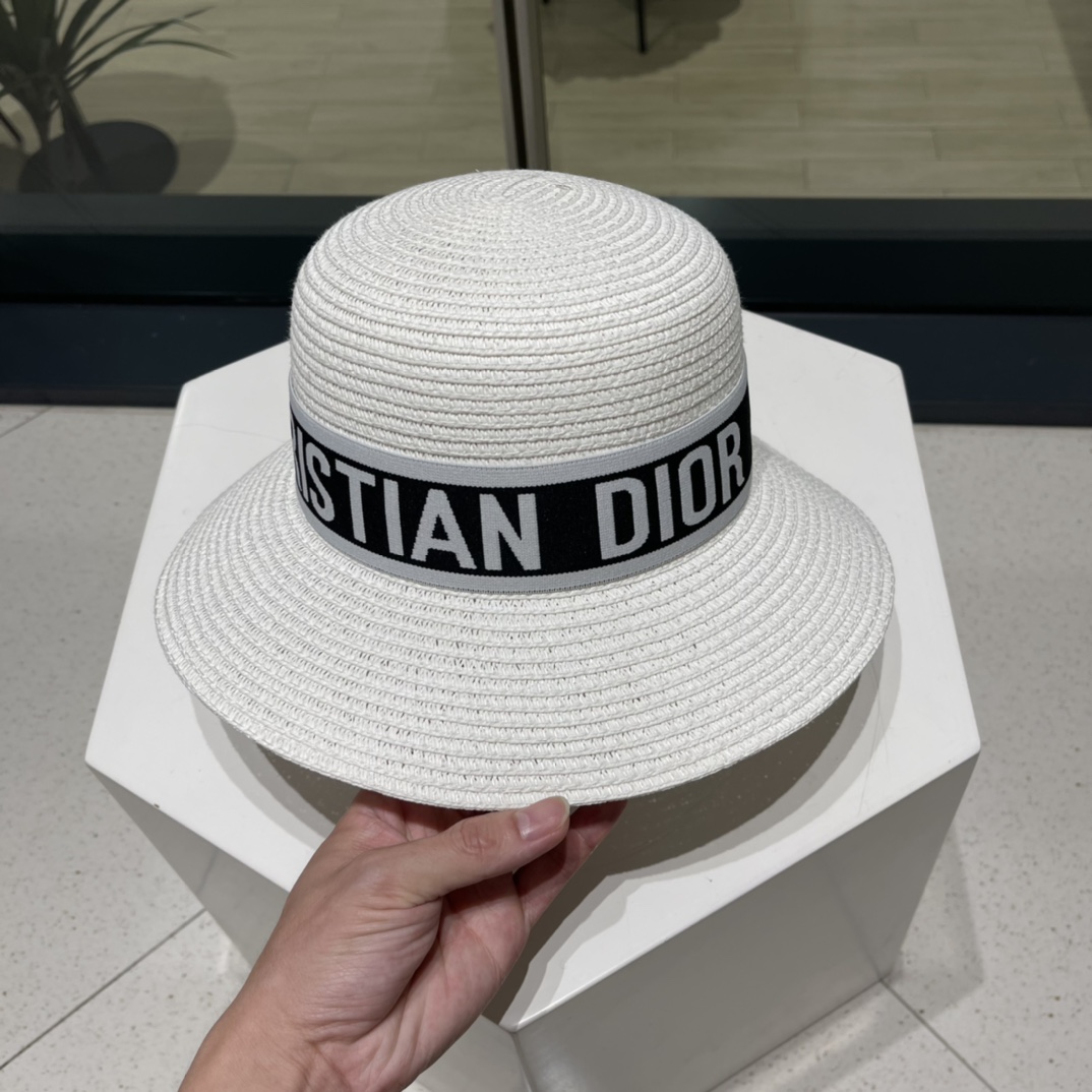 Dior迪奥新款草帽，圆顶草帽，桶帽，夏日遮阳帽，头围57cm