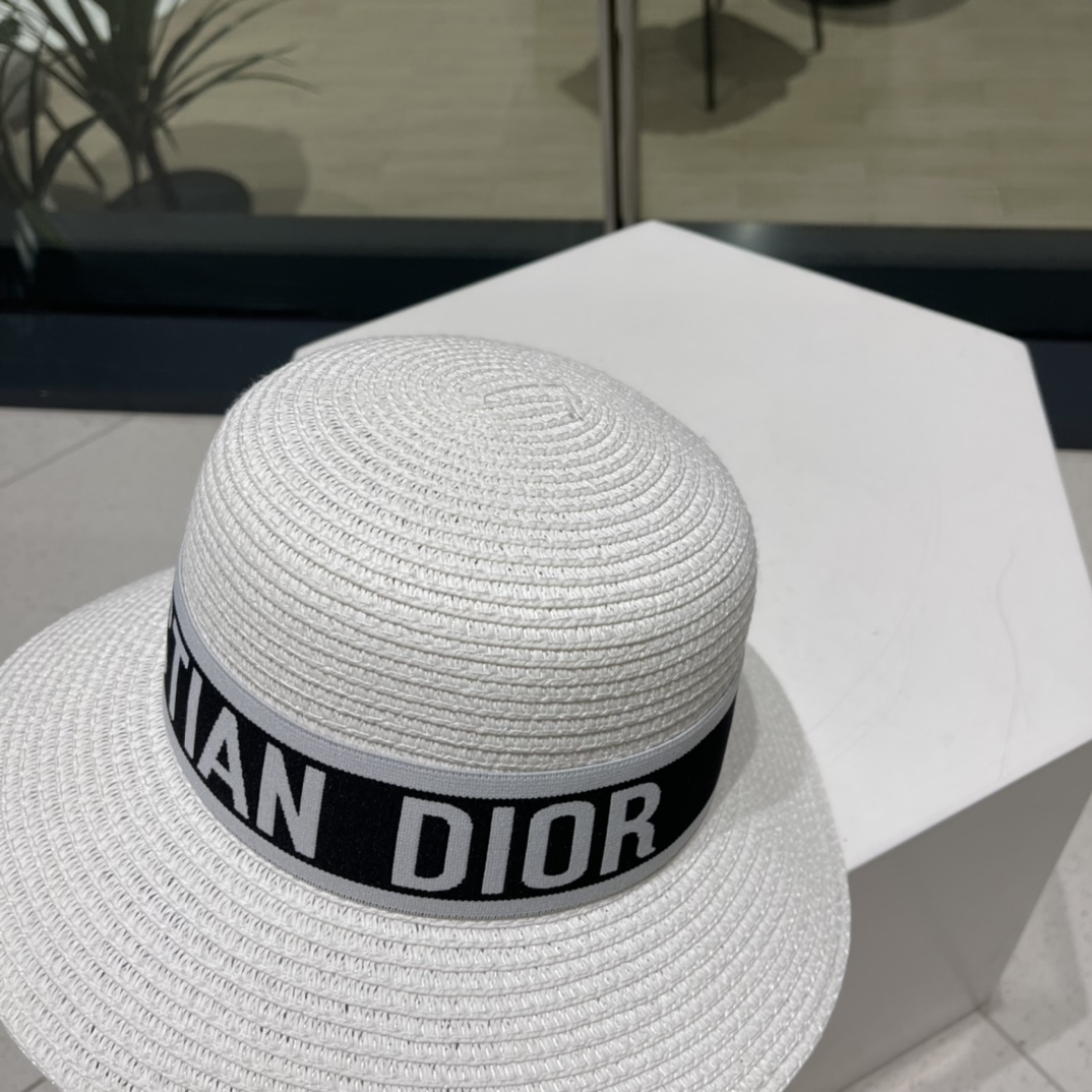 Dior迪奥新款草帽，圆顶草帽，桶帽，夏日遮阳帽，头围57cm