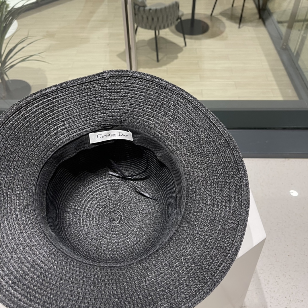 Dior迪奥新款草帽，圆顶草帽，桶帽，夏日遮阳帽，头围57cm