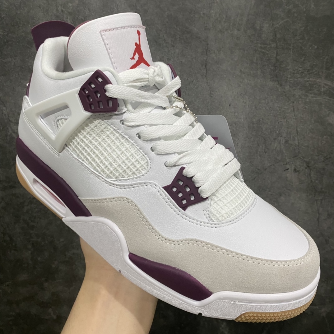 320 【小绿x】Air Jordan AJ4 x SB联名 巴黎紫 白酒红