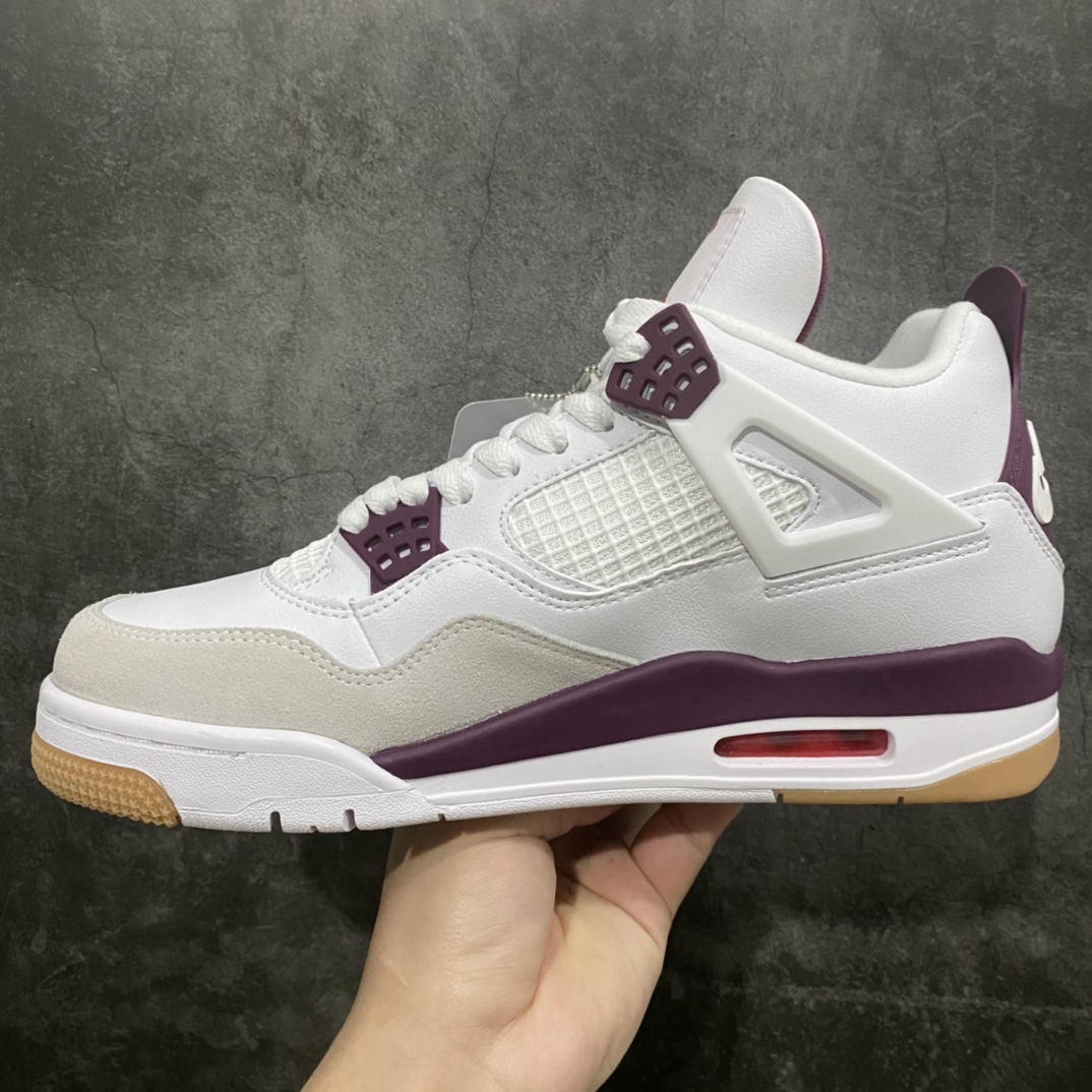 320 【小绿x】Air Jordan AJ4 x SB联名 巴黎紫 白酒红