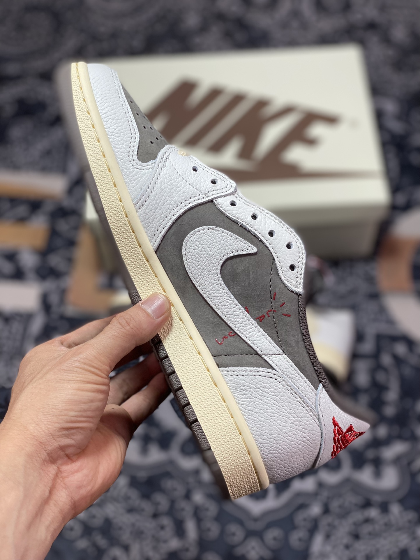 ”””aj1 ””1 Jordan generation classic low-top cultural versatile casual sports basketball shoes ”Co-branded reverse mocha brown and white barb” 7866-162”