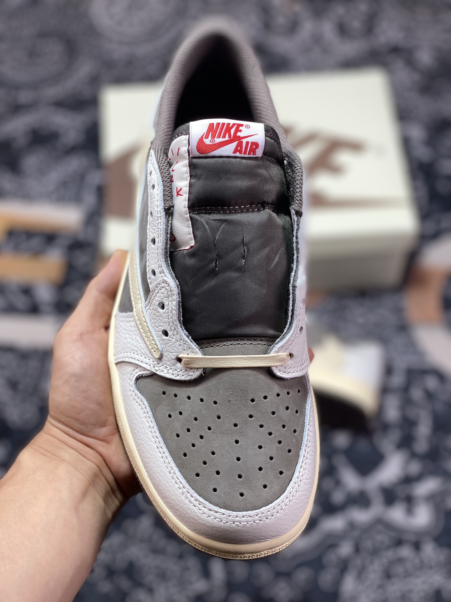 ”””aj1 ””1 Jordan generation classic low-top cultural versatile casual sports basketball shoes ”Co-branded reverse mocha brown and white barb” 7866-162”