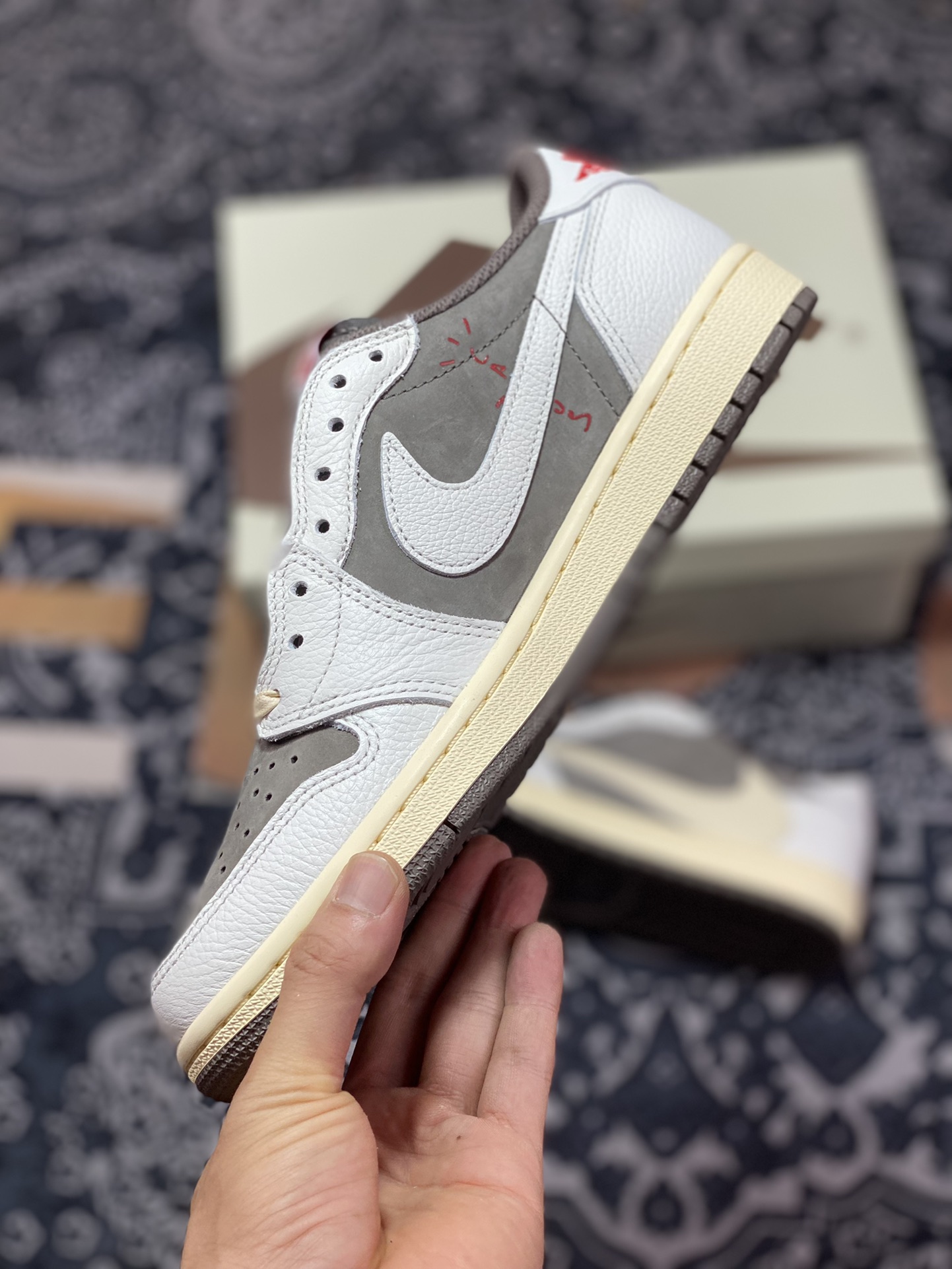 ”””aj1 ””1 Jordan generation classic low-top cultural versatile casual sports basketball shoes ”Co-branded reverse mocha brown and white barb” 7866-162”