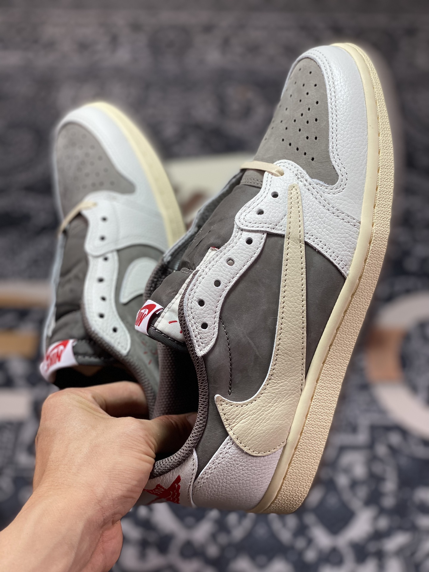 ”””aj1 ””1 Jordan generation classic low-top cultural versatile casual sports basketball shoes ”Co-branded reverse mocha brown and white barb” 7866-162”