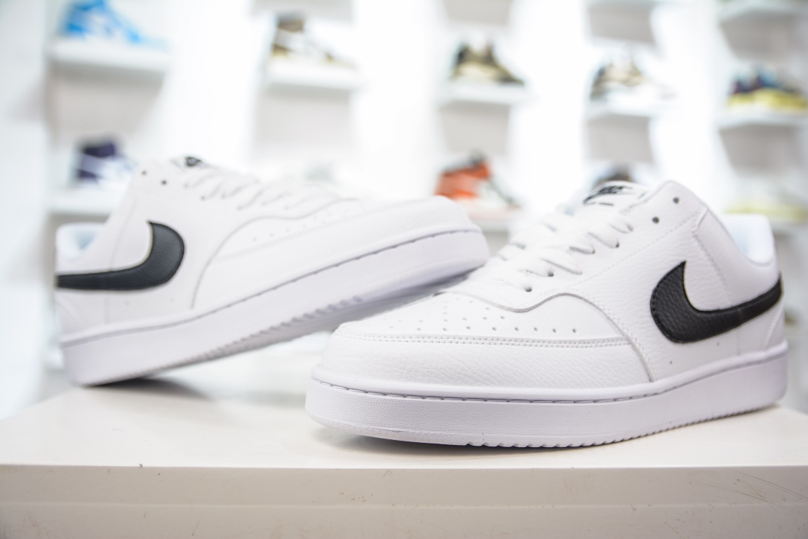 E NIKE COURT VISION LOW white and black low-cut versatile breathable casual sports sneakers CD5463-101