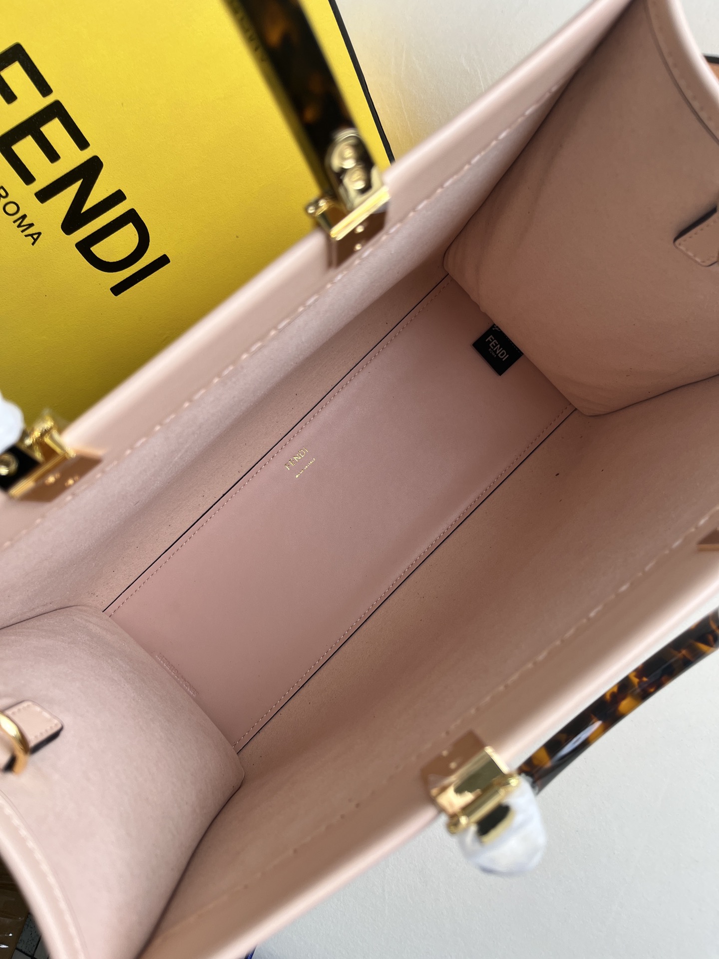 Fendi Sunshine Medium Pink Leather Tote Bag with Embossed Logo 8 i1685169362 1003 6