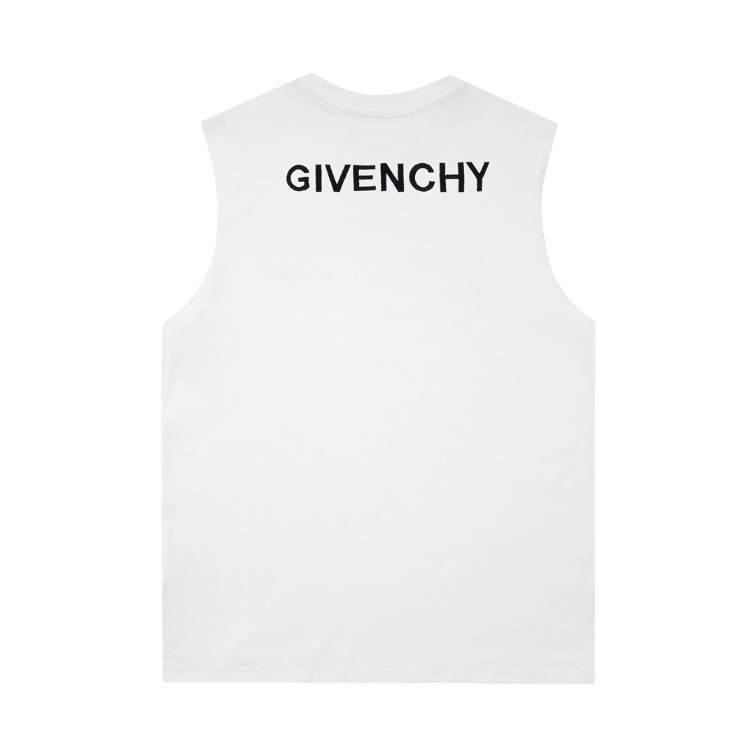 Givenchy 纪梵希2023 经典刺绣系列 无袖 背心 前后绣花圆领宽松OS短袖T恤