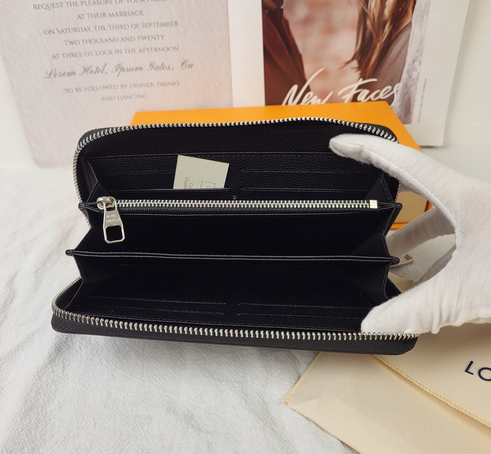 Leather wallet slim profile shot