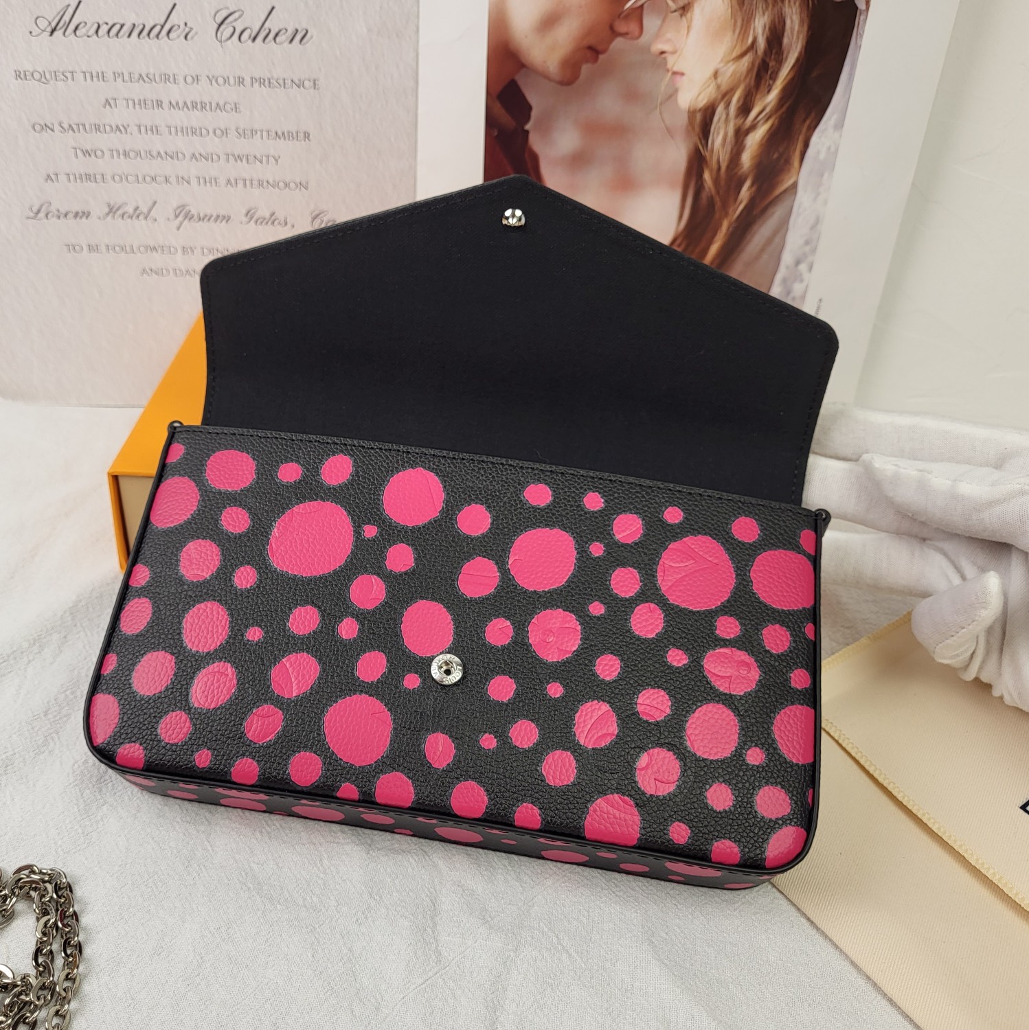 Louis Vuitton x Yayoi Kusama close up logo