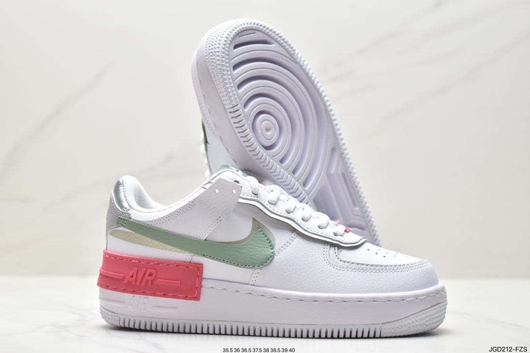 180 Nike Air Force 1 Shadow 新配色轻量增高低帮百搭板鞋”拼接马卡龙” CU8591-104