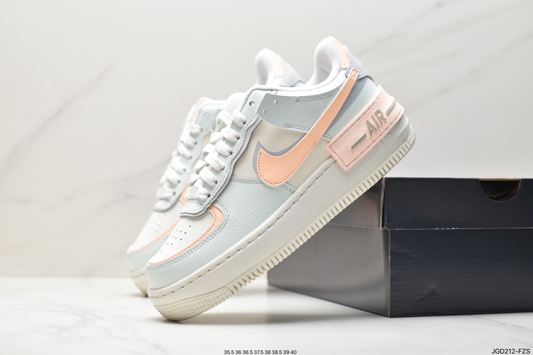 180 Nike Air Force 1 Shadow 新配色轻量增高低帮百搭板鞋”拼接马卡龙” CU8591-104