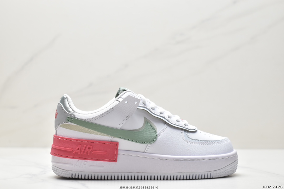 180 Nike Air Force 1 Shadow 新配色轻量增高低帮百搭板鞋”拼接马卡龙” CU8591-104
