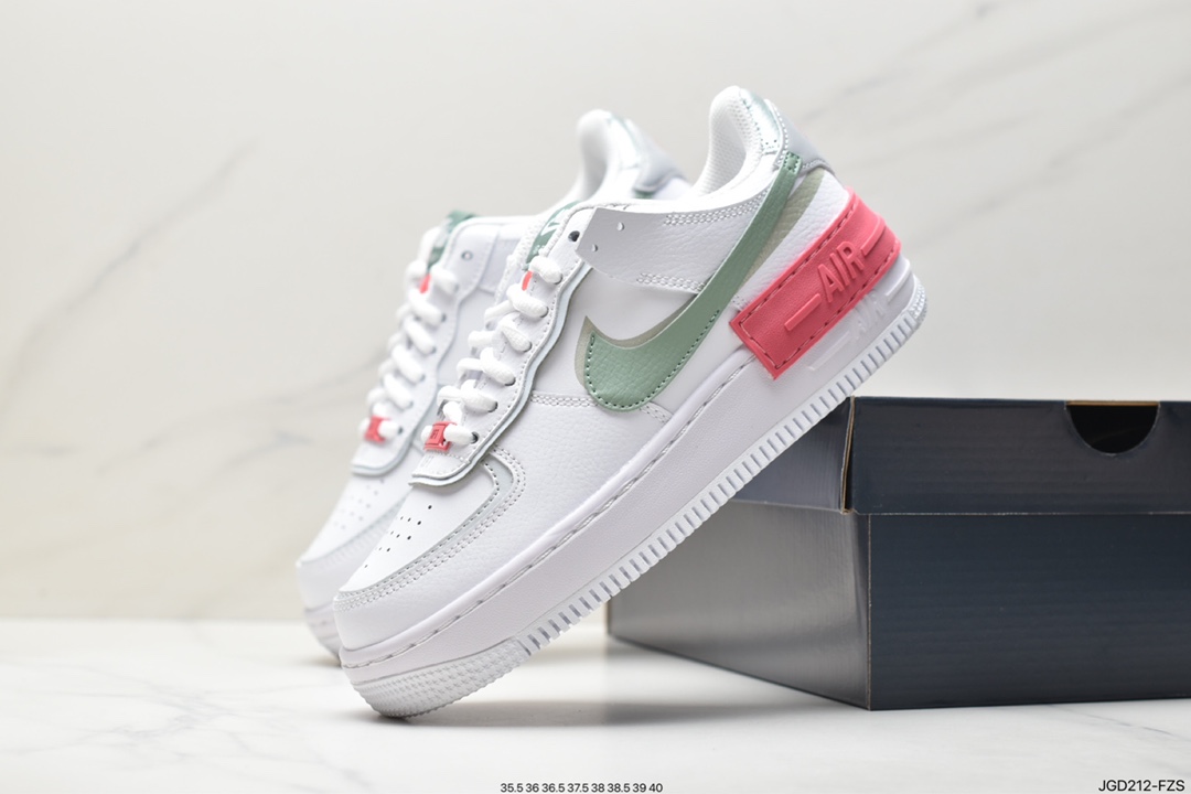 180 Nike Air Force 1 Shadow 新配色轻量增高低帮百搭板鞋”拼接马卡龙” CU8591-104