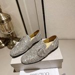 Jimmy Choo Designer
 Shoes Loafers Black Brown Silver White Set With Diamonds Cashmere Genuine Leather Sheepskin Spring Collection