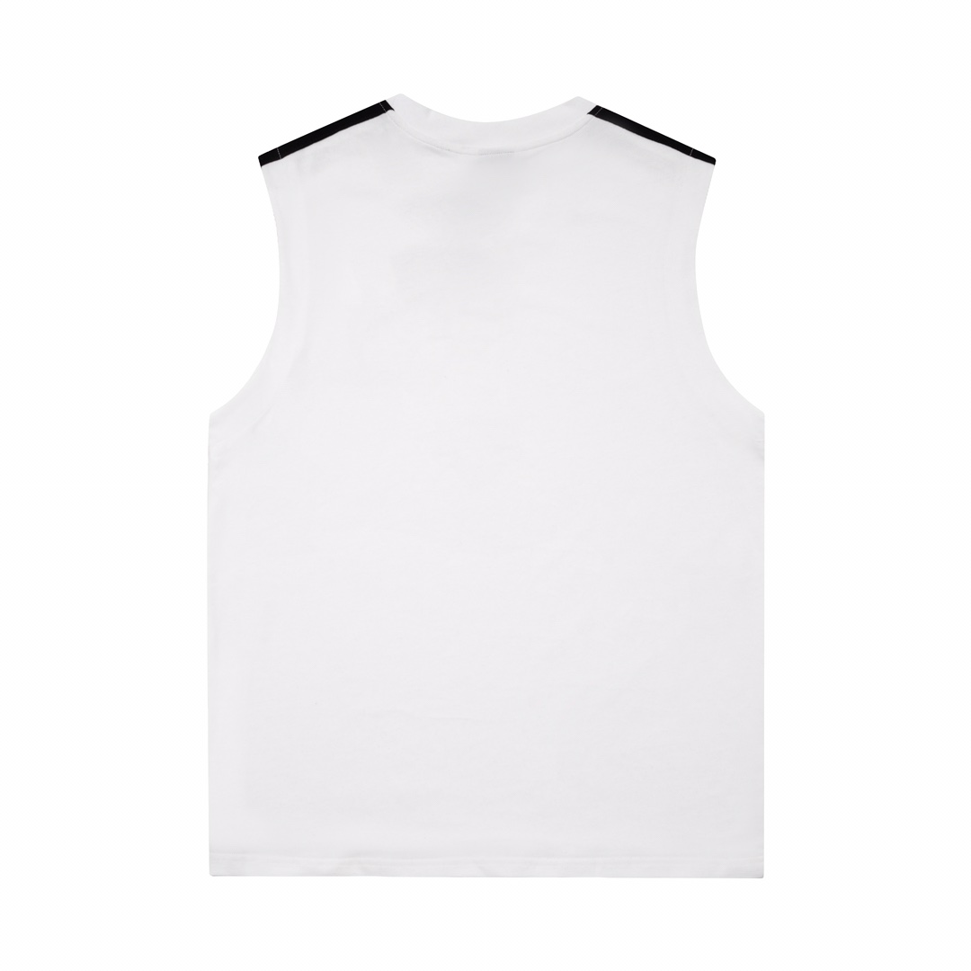 BALENCIAGA 2023 阿迪联名系列背心 LOGO刺绣圆领宽松OS短袖T恤 肩位经典三杆织带