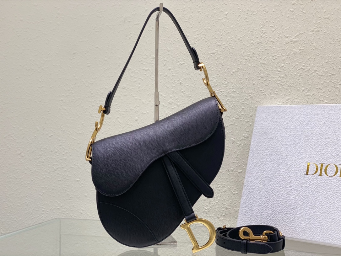 Shop Cheap High Quality 1:1 Replica
 Dior AAA+
 Saddle Bags Black Gold Vintage Cowhide